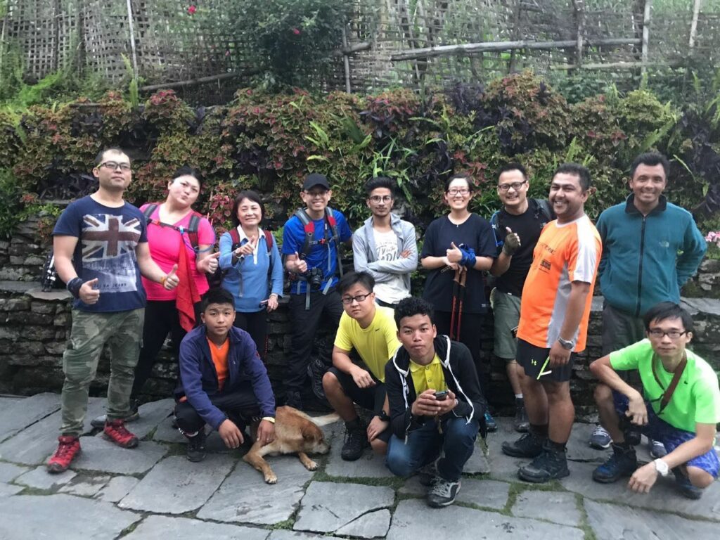 Betty, her colleagues and Nepalese guides at the Annapurna Base Camp