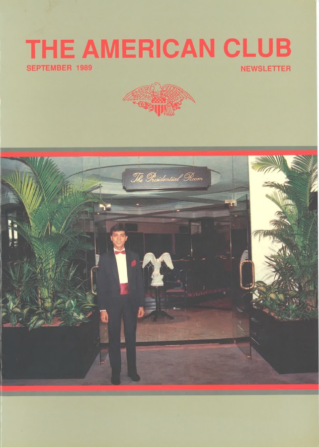 Sa’at on the cover of the September 1989 edition of The American Club’s printed newsletter